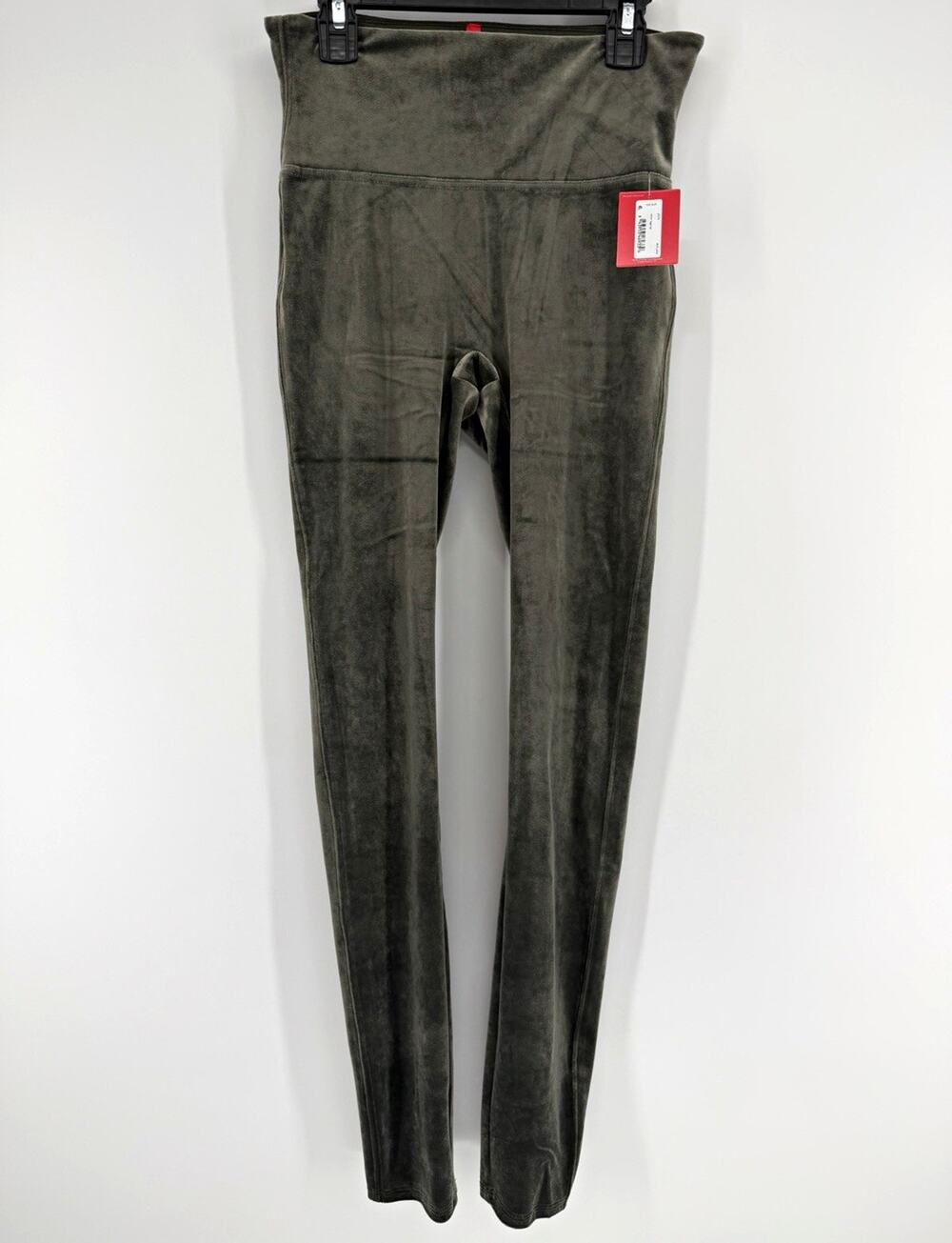 NEW SPANX Velvet Leggings High Rise Stretch Elastic Waist Green Ankle Skinny S